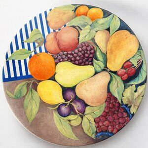Vintage Gien France “La Ronde Des Fruits” 12” Cake or Chop Plate French Faience